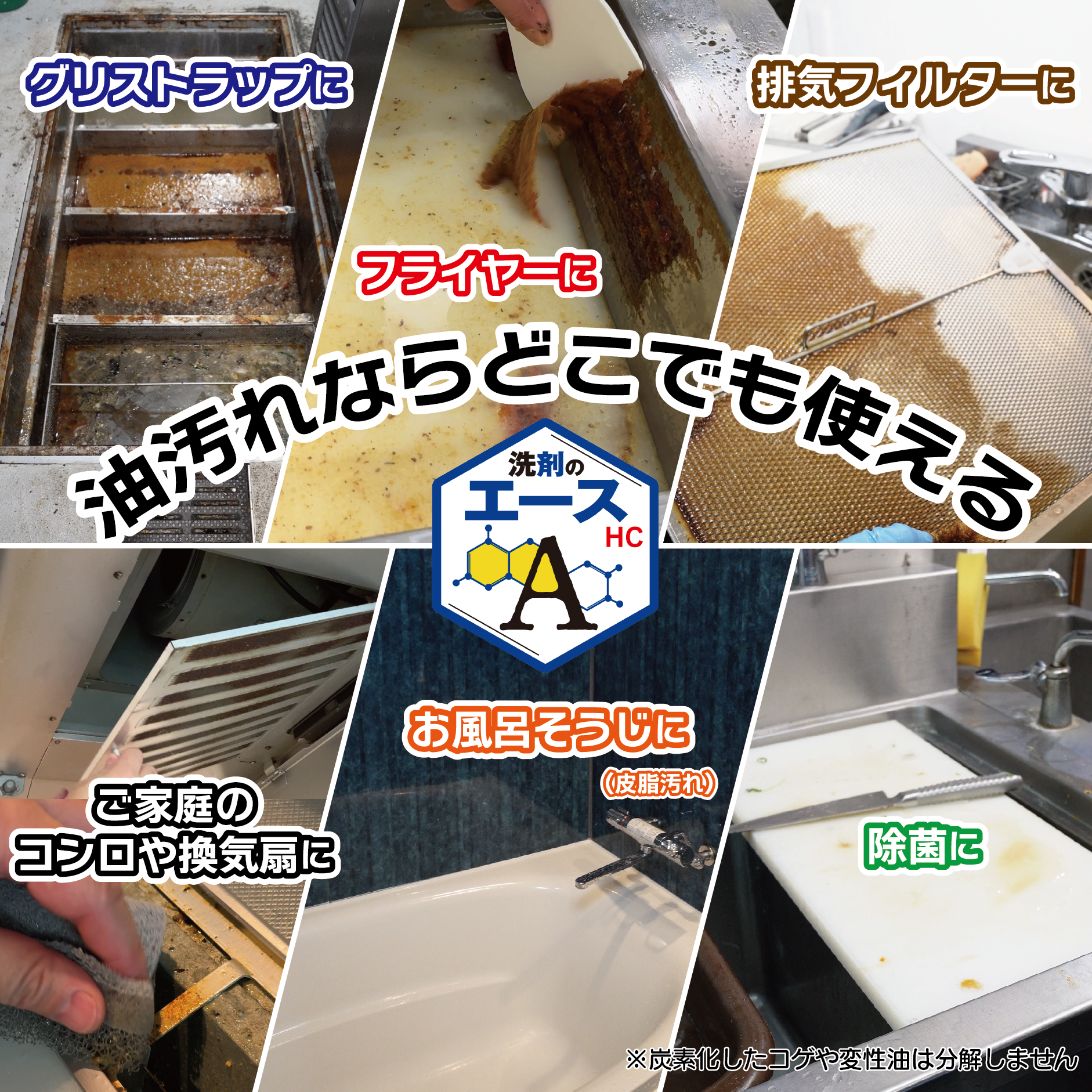 業務用 油汚れ洗剤|厨房・グリストラップ対応|洗剤のエースHC 5.0kg×2袋詰め替え用 - 画像 (2)